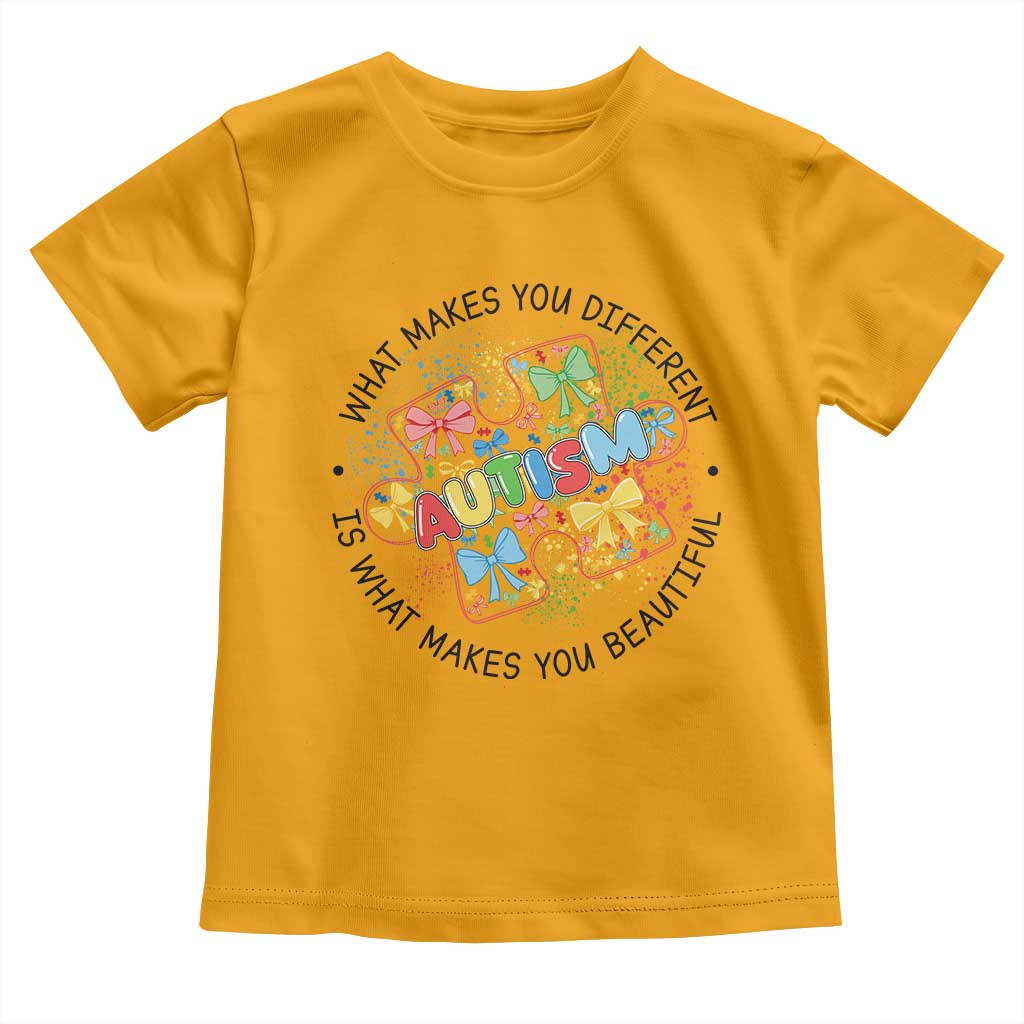 Funny Autism Support What Makes You Different Is What Makes You Beautiful Toddler T Shirt Coquette Puzzle