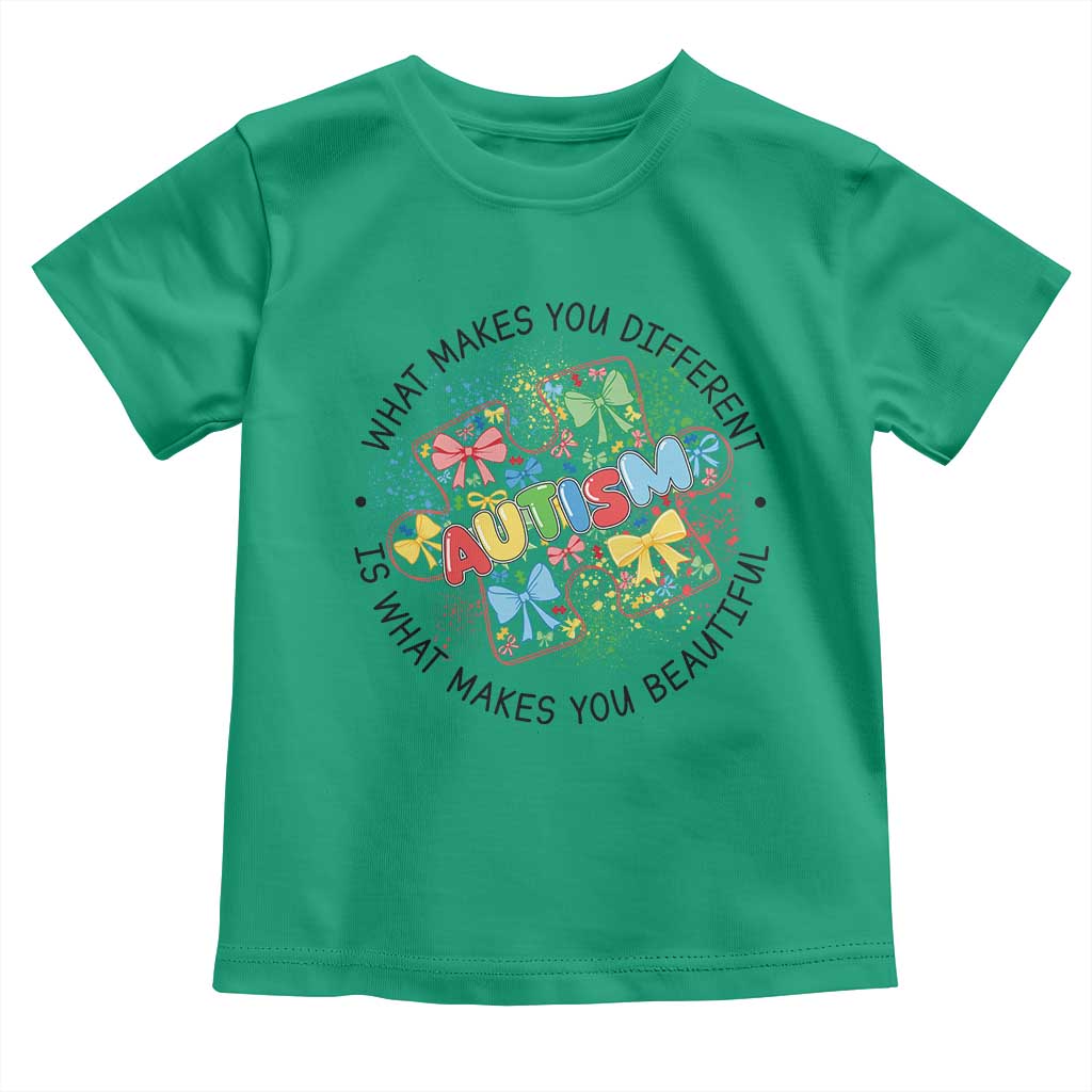 Funny Autism Support What Makes You Different Is What Makes You Beautiful Toddler T Shirt Coquette Puzzle