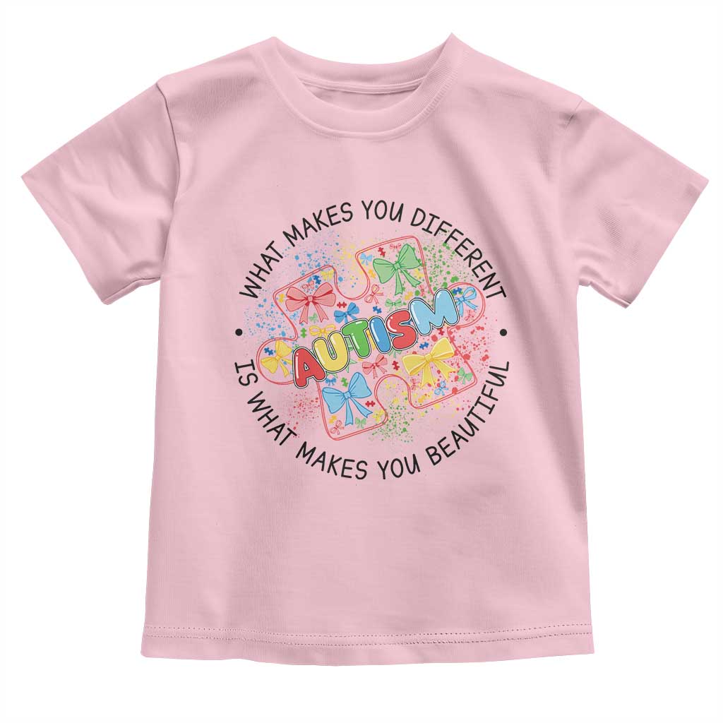 Funny Autism Support What Makes You Different Is What Makes You Beautiful Toddler T Shirt Coquette Puzzle