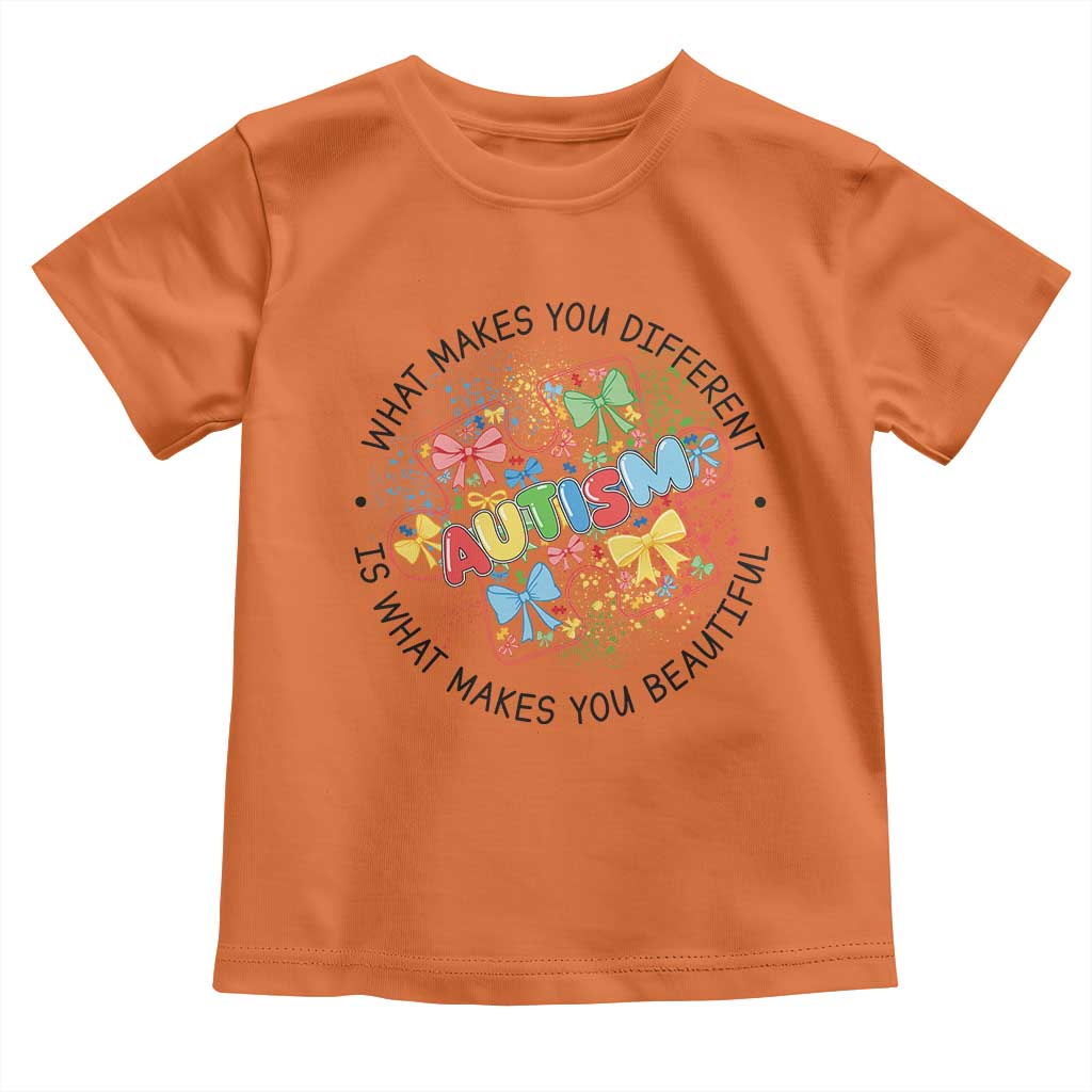 Funny Autism Support What Makes You Different Is What Makes You Beautiful Toddler T Shirt Coquette Puzzle