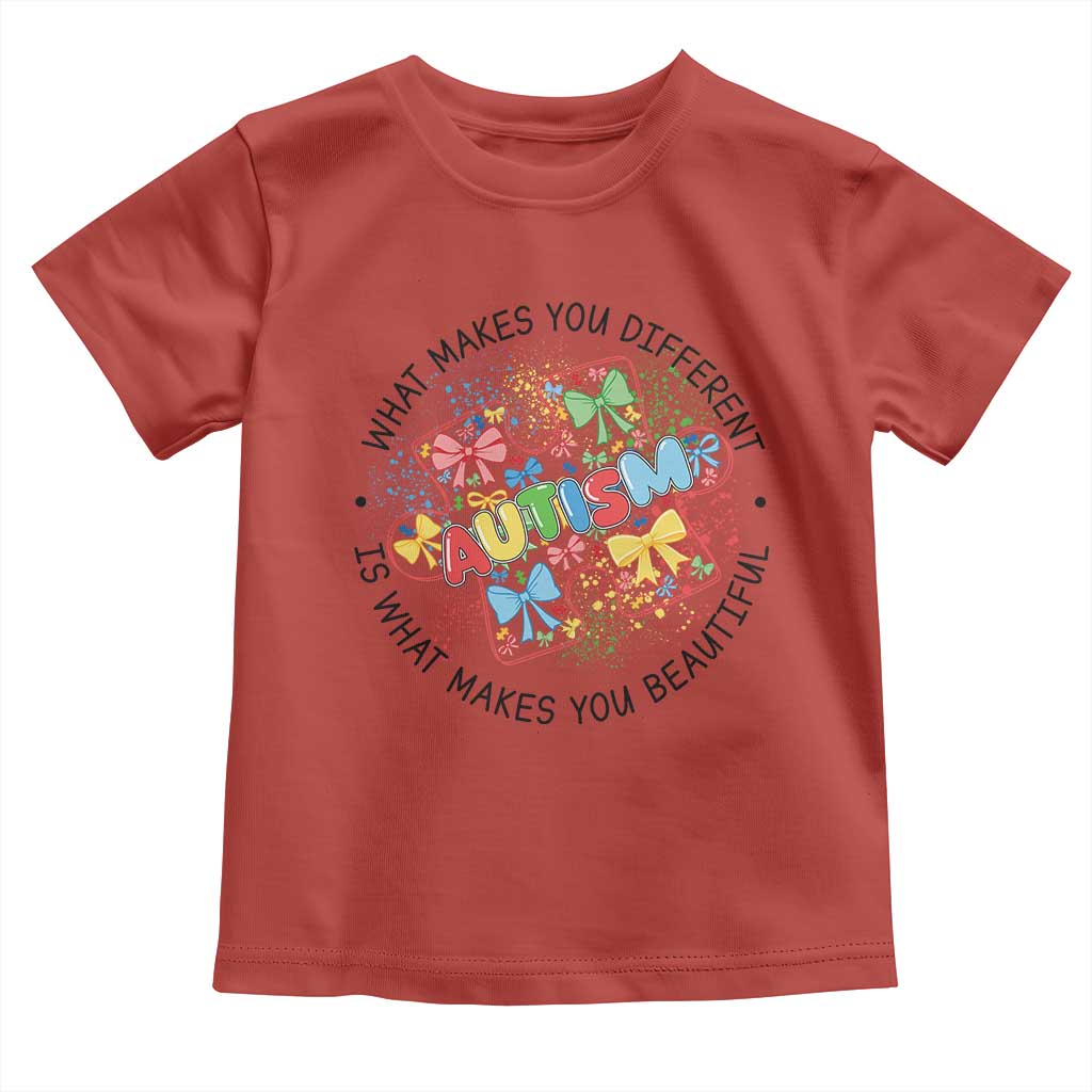 Funny Autism Support What Makes You Different Is What Makes You Beautiful Toddler T Shirt Coquette Puzzle