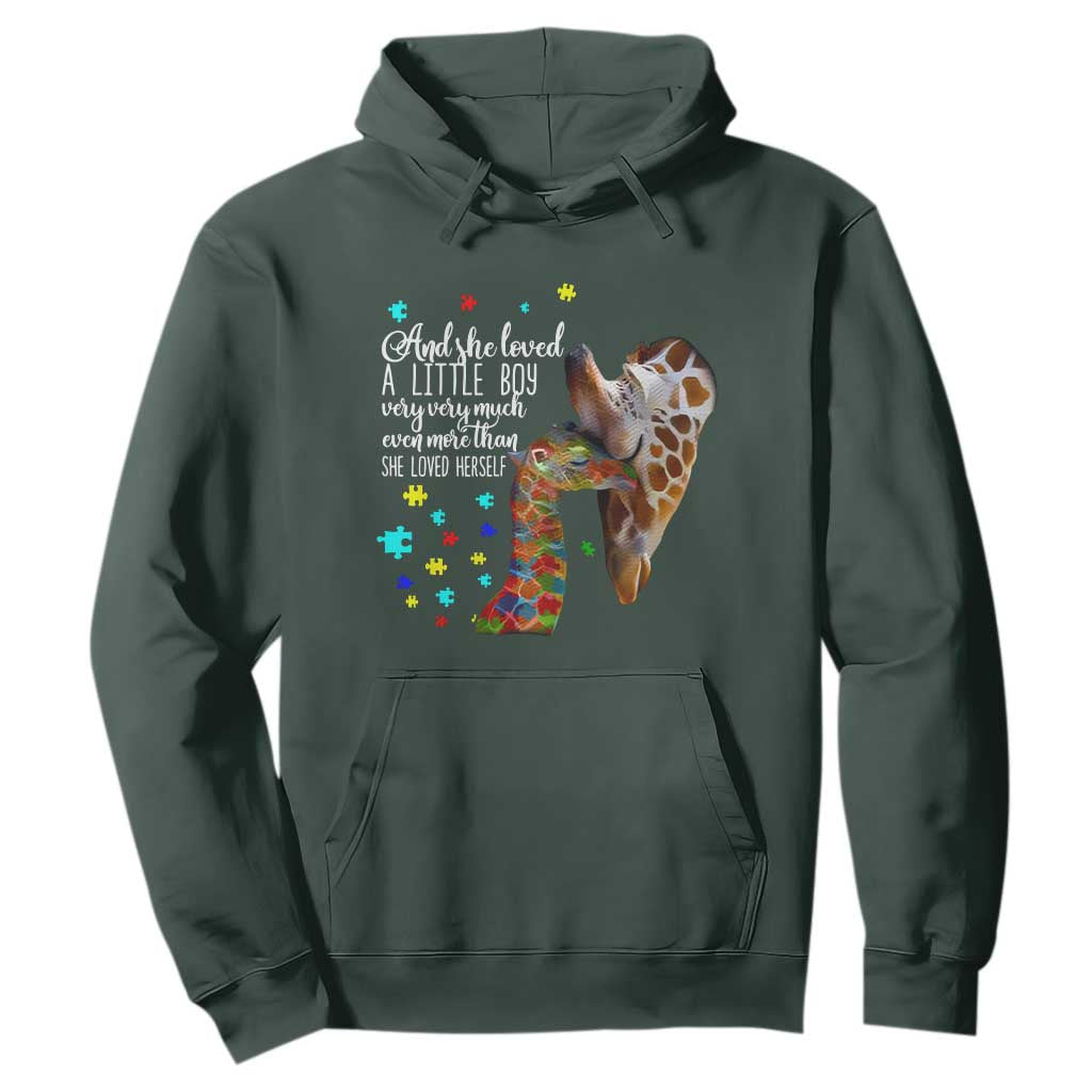 Autism Awareness Giraffe Hoodie And She Loved A Little Boy Very Much Even More Than She Loved Herself