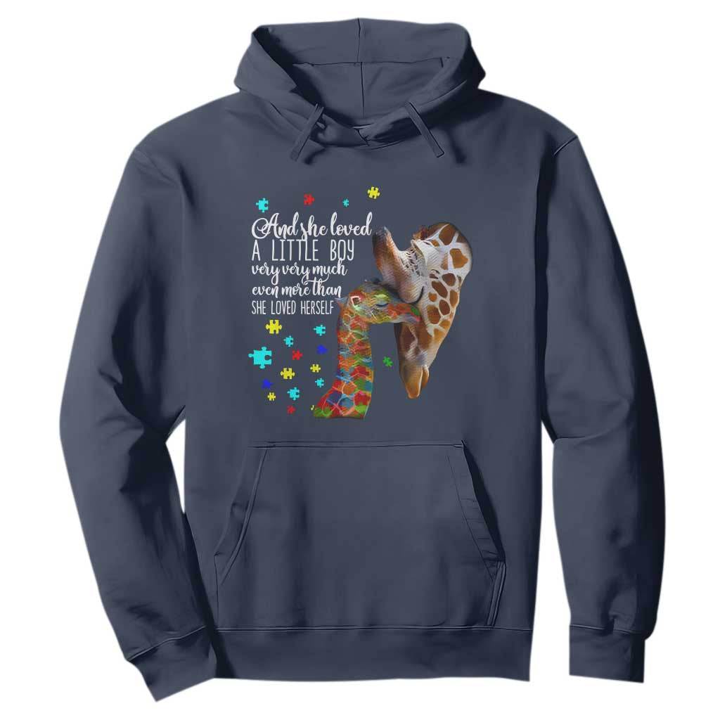 Autism Awareness Giraffe Hoodie And She Loved A Little Boy Very Much Even More Than She Loved Herself