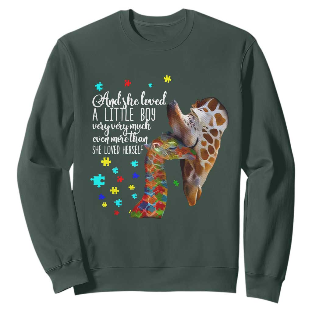 Autism Awareness Giraffe Sweatshirt And She Loved A Little Boy Very Much Even More Than She Loved Herself