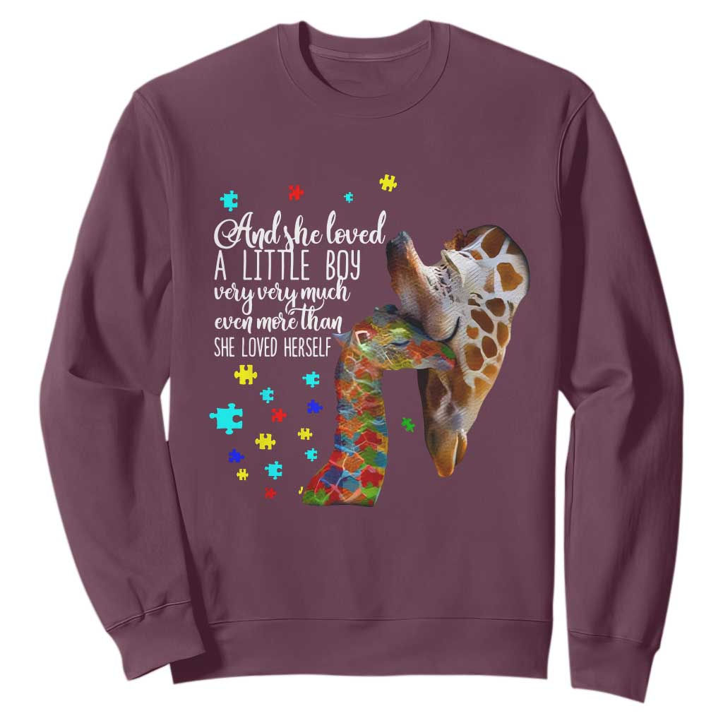 Autism Awareness Giraffe Sweatshirt And She Loved A Little Boy Very Much Even More Than She Loved Herself