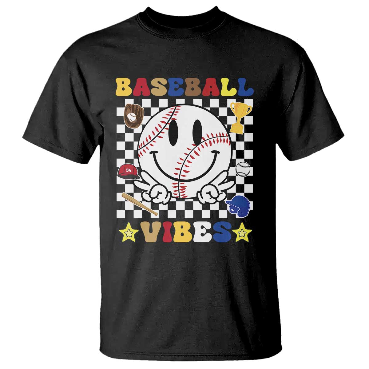 funny-baseball-vibes-t-shirt-retro-groove-green-ball-smiley-face