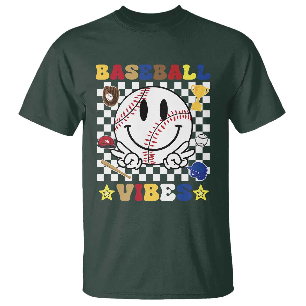 funny-baseball-vibes-t-shirt-retro-groove-green-ball-smiley-face