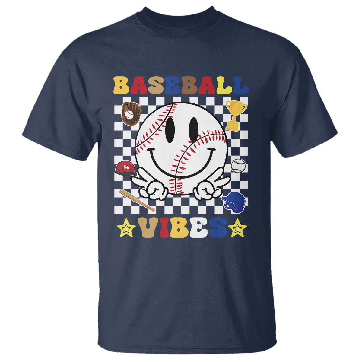 funny-baseball-vibes-t-shirt-retro-groove-green-ball-smiley-face