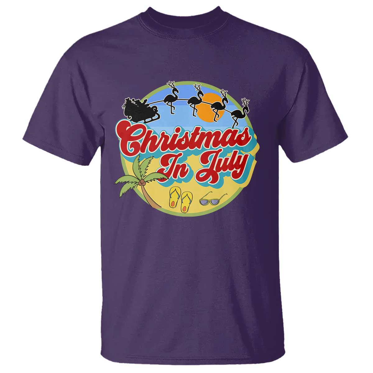 funny-christmas-in-july-t-shirt-flamingo-with-santa-claus-palm-tree