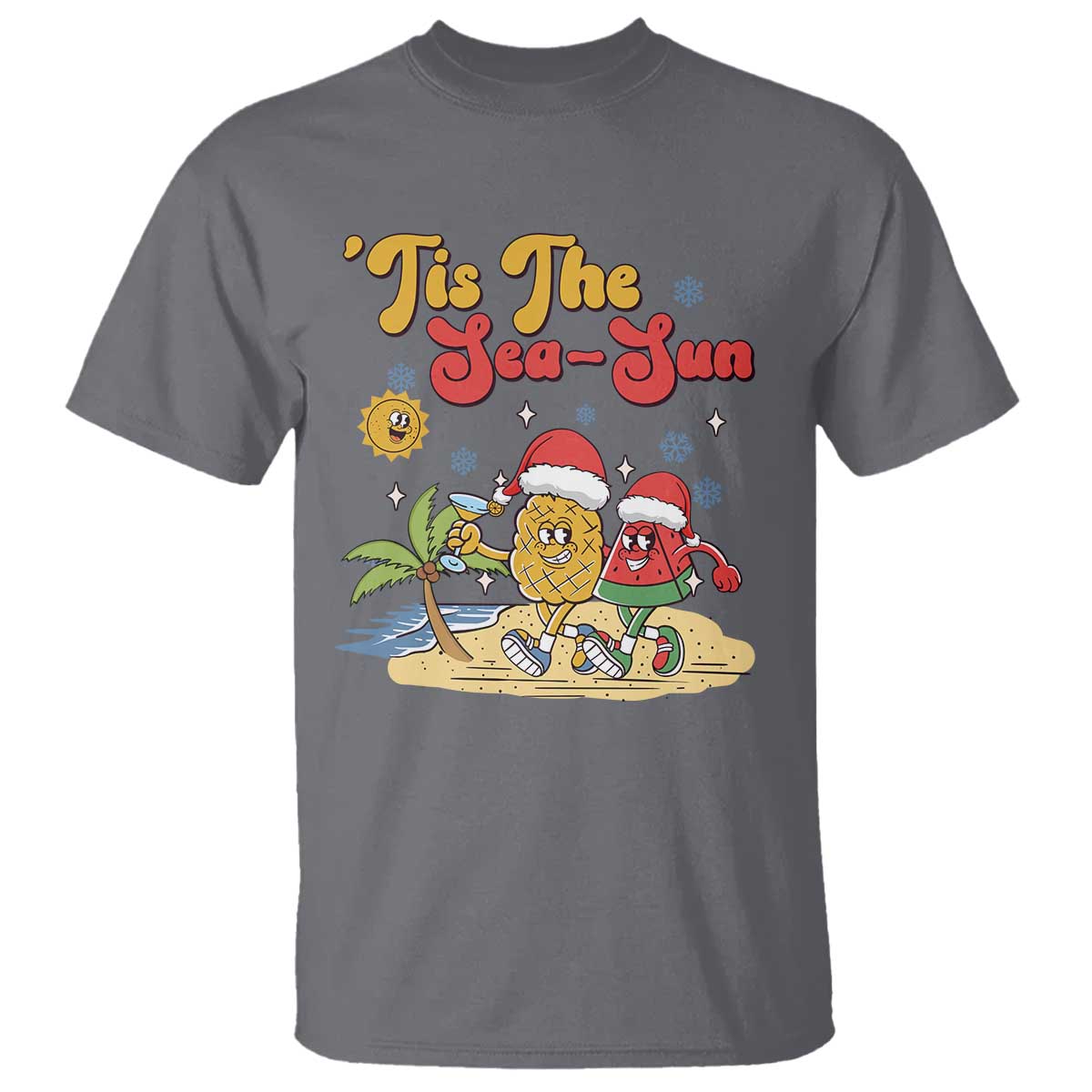 funny-christmas-in-july-t-shirt-tis-the-sea-sun-retro-tropical-pineapple-watermelon