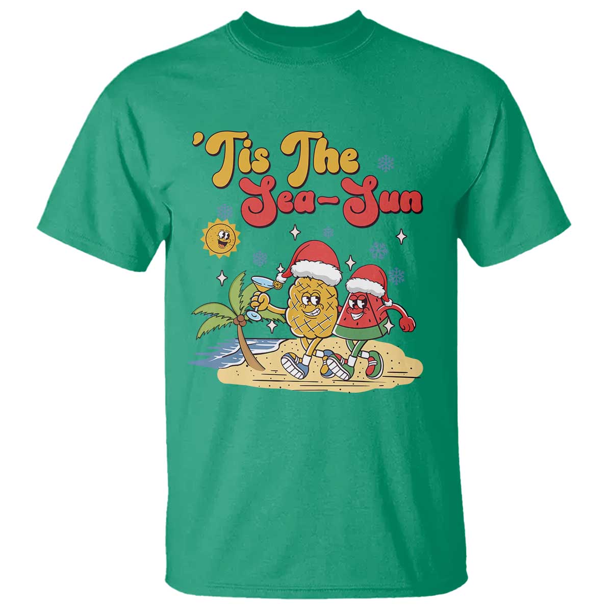 funny-christmas-in-july-t-shirt-tis-the-sea-sun-retro-tropical-pineapple-watermelon
