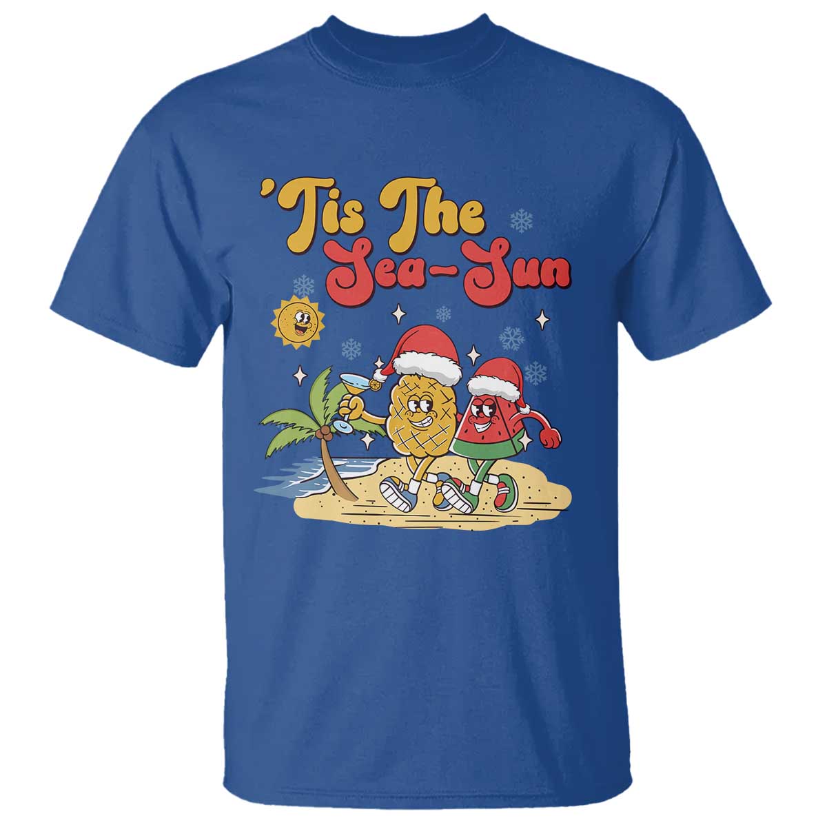 funny-christmas-in-july-t-shirt-tis-the-sea-sun-retro-tropical-pineapple-watermelon