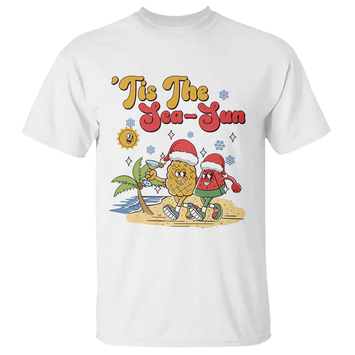 funny-christmas-in-july-t-shirt-tis-the-sea-sun-retro-tropical-pineapple-watermelon