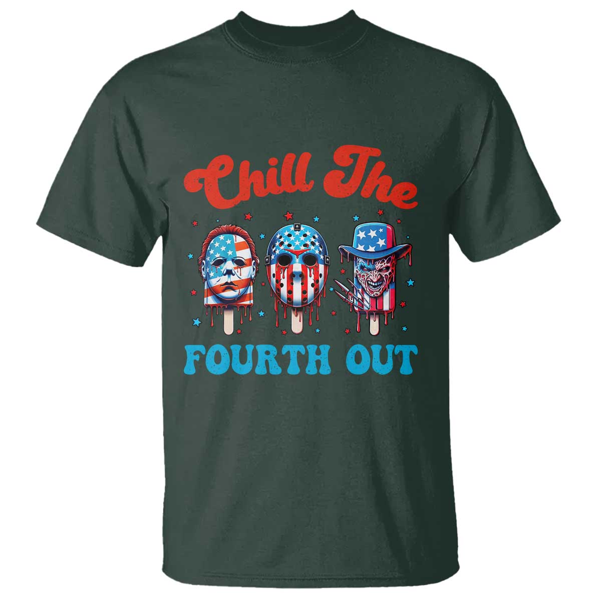 funny-chill-the-fourth-out-t-shirt-4th-of-july-horror-movie-popsicle-mask-usa-flag