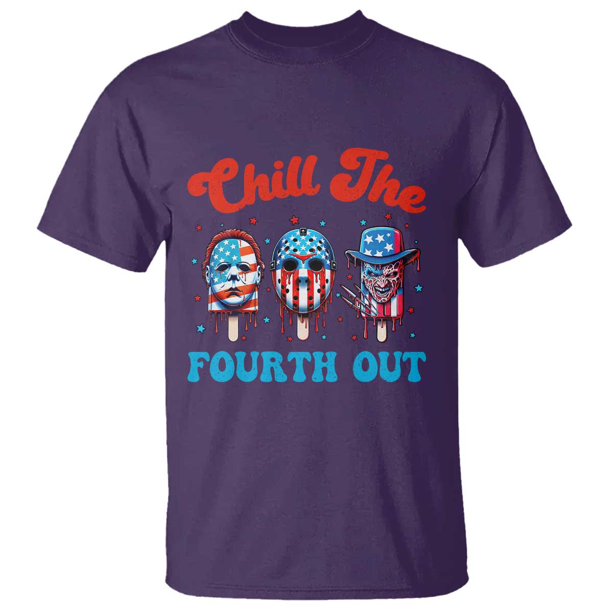 funny-chill-the-fourth-out-t-shirt-4th-of-july-horror-movie-popsicle-mask-usa-flag