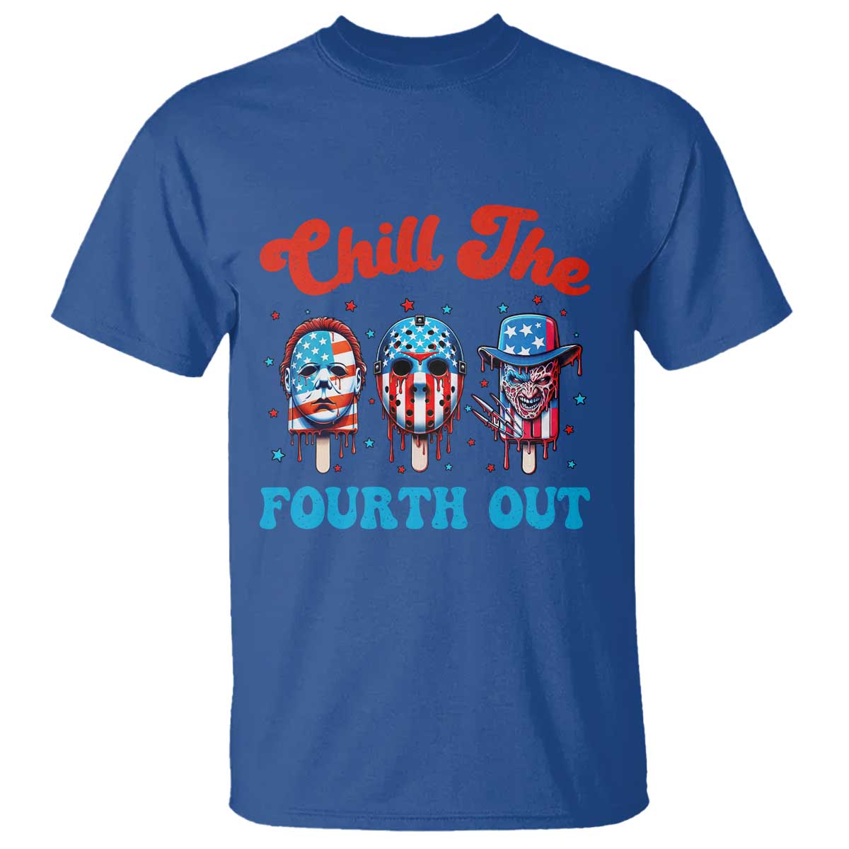 funny-chill-the-fourth-out-t-shirt-4th-of-july-horror-movie-popsicle-mask-usa-flag