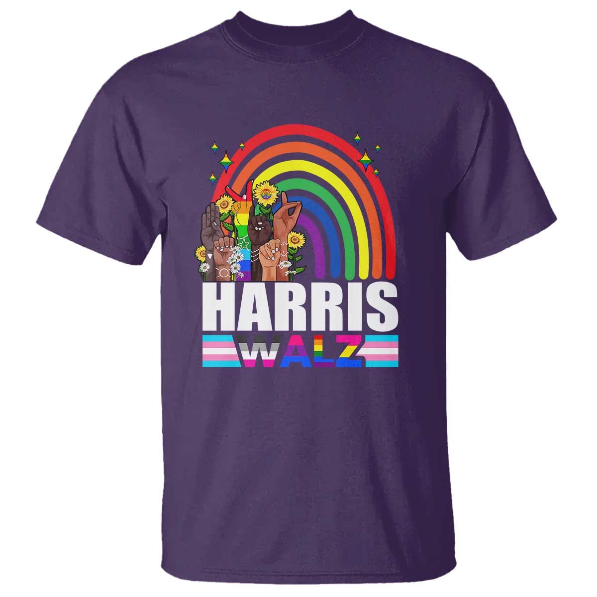 harris-walz-t-shirt-lgbt-rainbow-flag-hand-rise-flower-unity