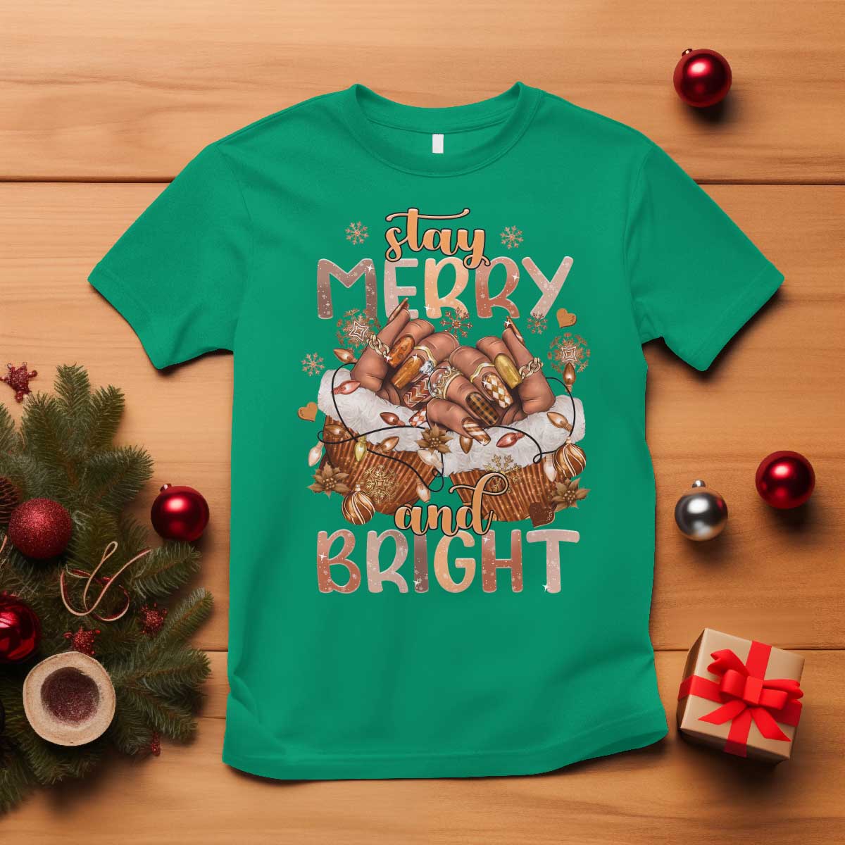 funny-african-american-christmas-t-shirt-stay-merry-and-bright-black-melanin-girl