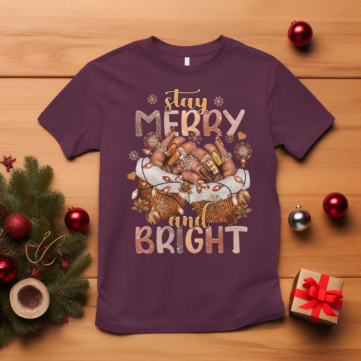 funny-african-american-christmas-t-shirt-stay-merry-and-bright-black-melanin-girl
