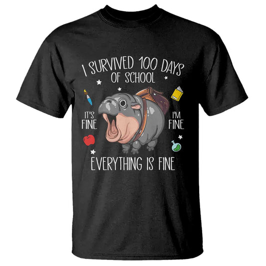 funny-i-survived-100-days-of-school-moo-deng-t-shirt-its-im-fine-everything-is-fine