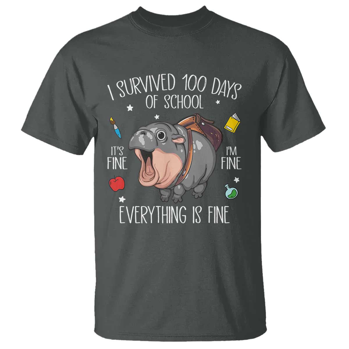 funny-i-survived-100-days-of-school-moo-deng-t-shirt-its-im-fine-everything-is-fine