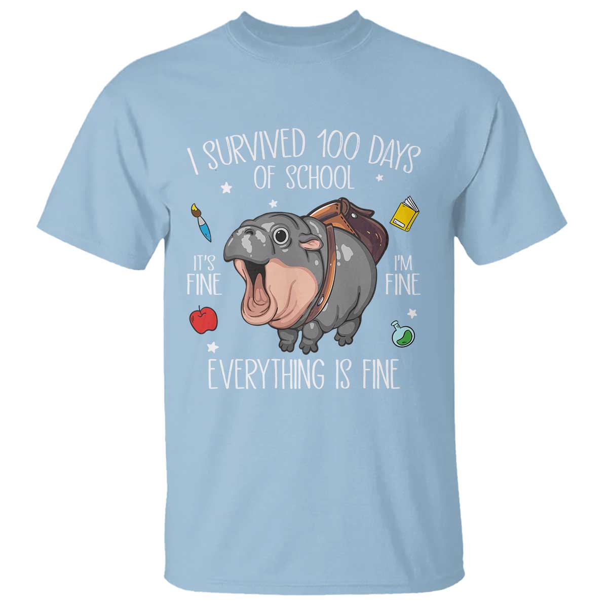 funny-i-survived-100-days-of-school-moo-deng-t-shirt-its-im-fine-everything-is-fine