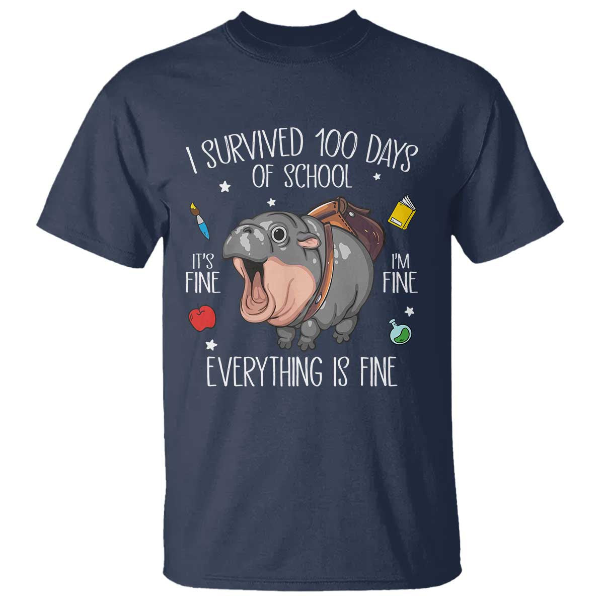 funny-i-survived-100-days-of-school-moo-deng-t-shirt-its-im-fine-everything-is-fine