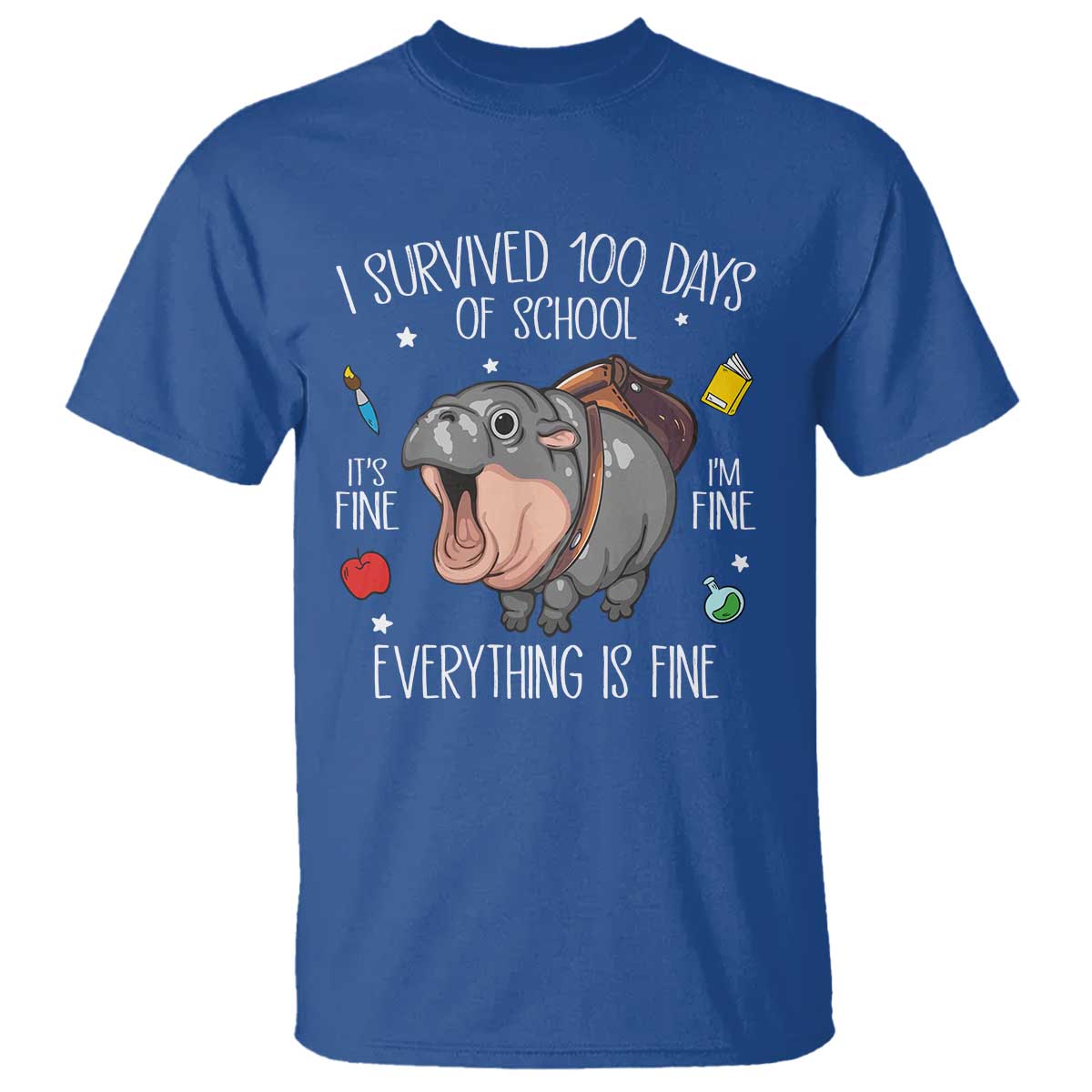 funny-i-survived-100-days-of-school-moo-deng-t-shirt-its-im-fine-everything-is-fine