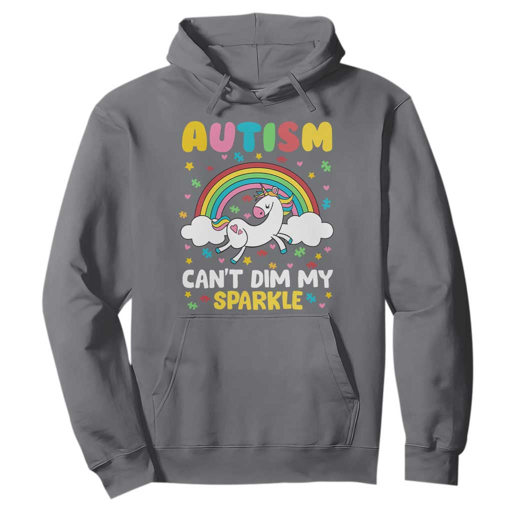 Funny Autism Can't Dim My Sparkle Hoodie Autism Support Unicorn Rainbow