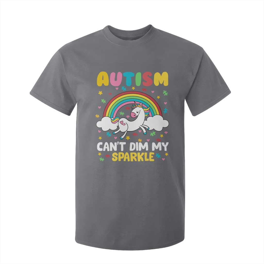 Funny Autism Can't Dim My Sparkle T Shirt For Kid Autism Support Unicorn Rainbow