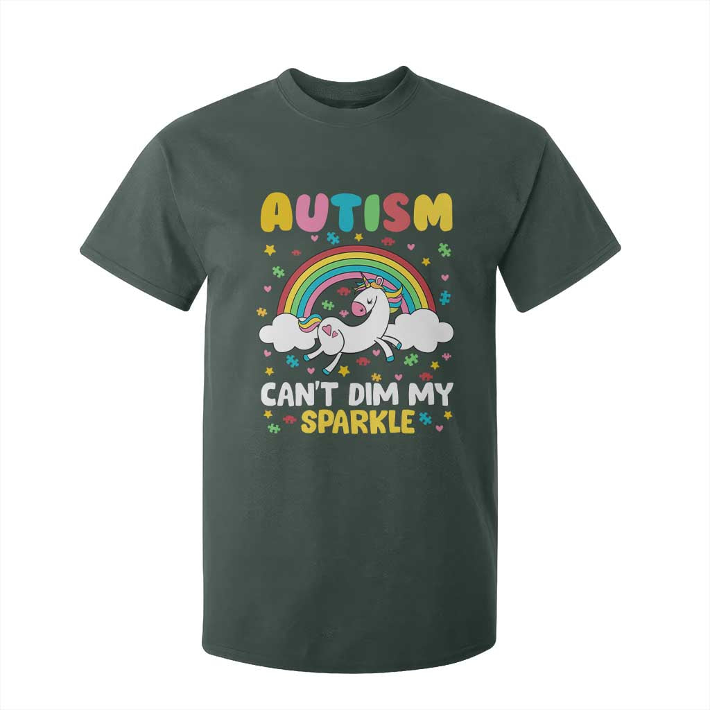 Funny Autism Can't Dim My Sparkle T Shirt For Kid Autism Support Unicorn Rainbow