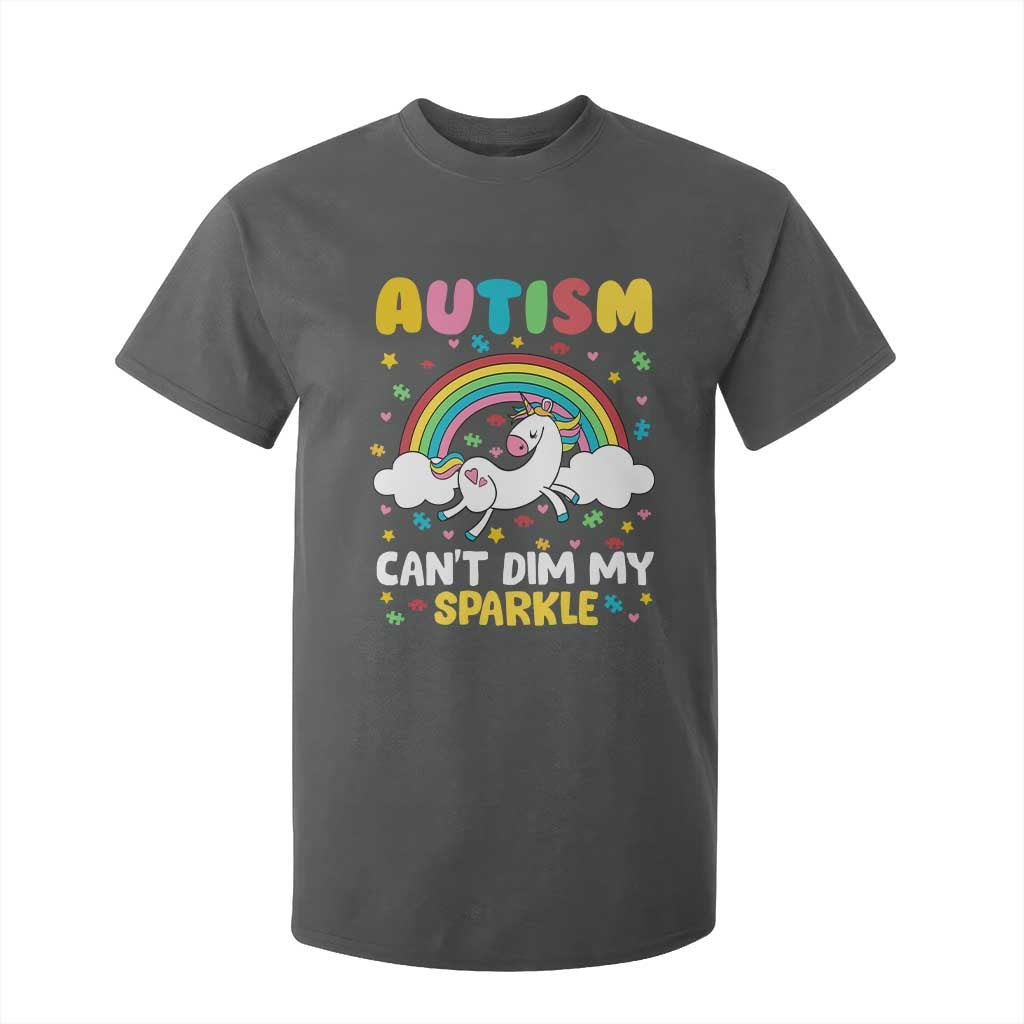 Funny Autism Can't Dim My Sparkle T Shirt For Kid Autism Support Unicorn Rainbow