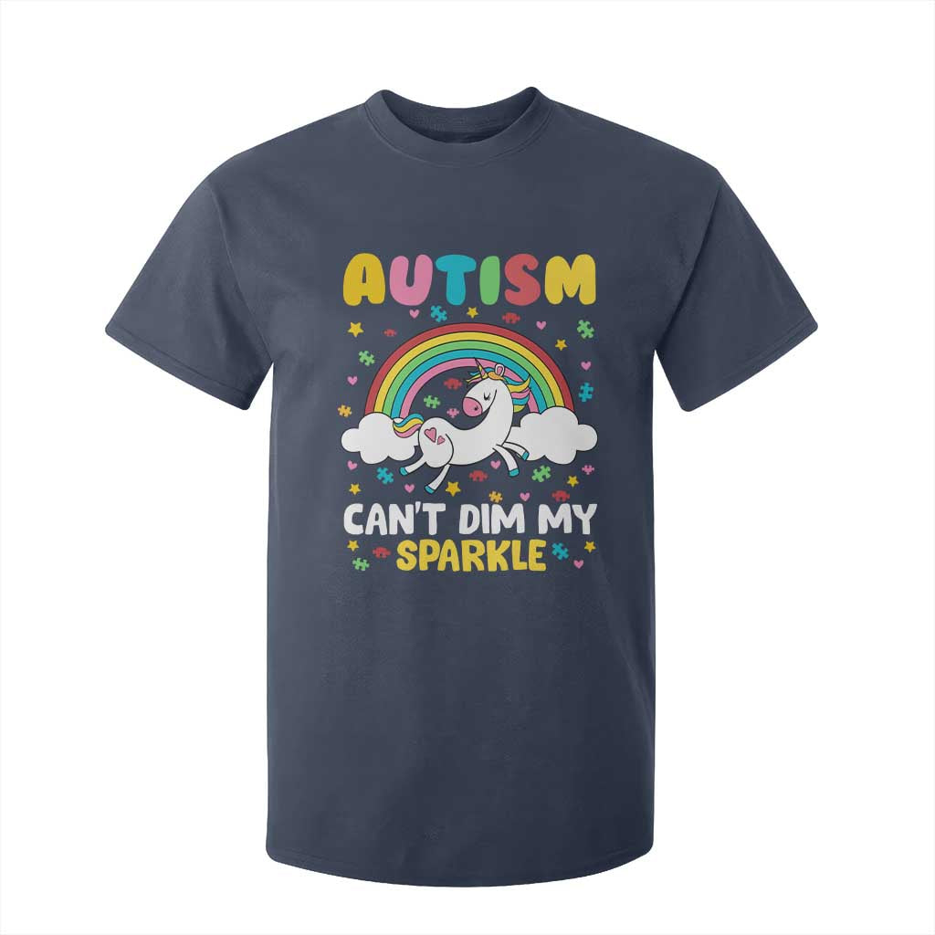 Funny Autism Can't Dim My Sparkle T Shirt For Kid Autism Support Unicorn Rainbow