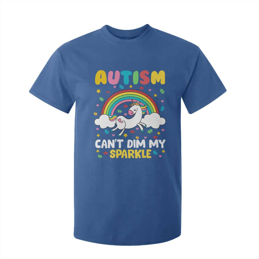 Funny Autism Can't Dim My Sparkle T Shirt For Kid Autism Support Unicorn Rainbow