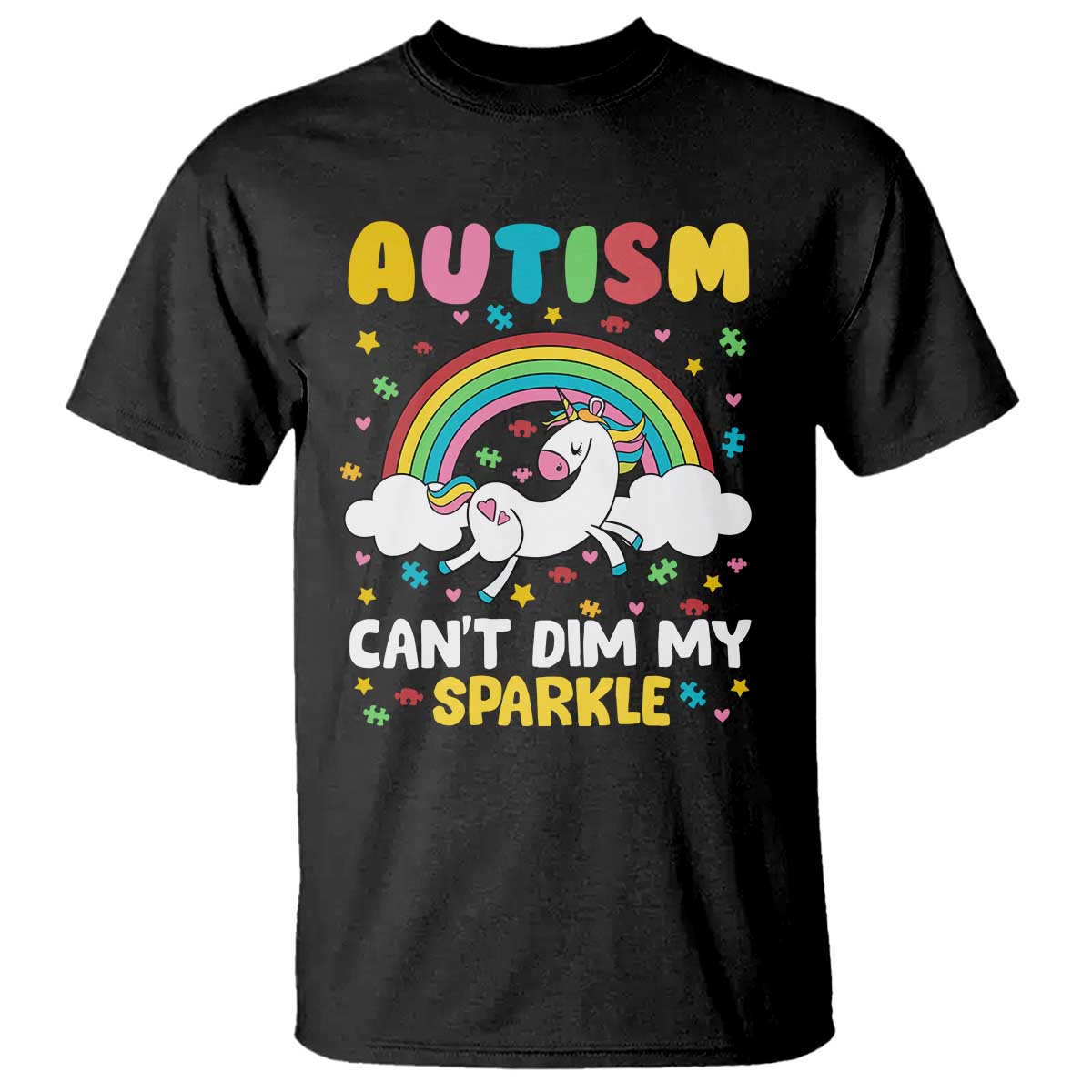 Funny Autism Can't Dim My Sparkle T Shirt Autism Support Unicorn Rainbow