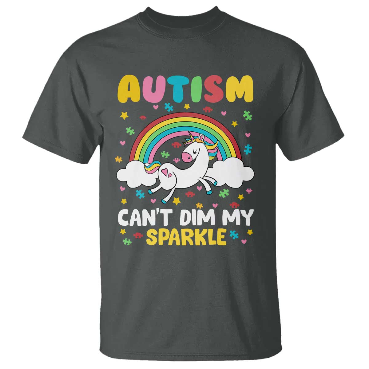 Funny Autism Can't Dim My Sparkle T Shirt Autism Support Unicorn Rainbow