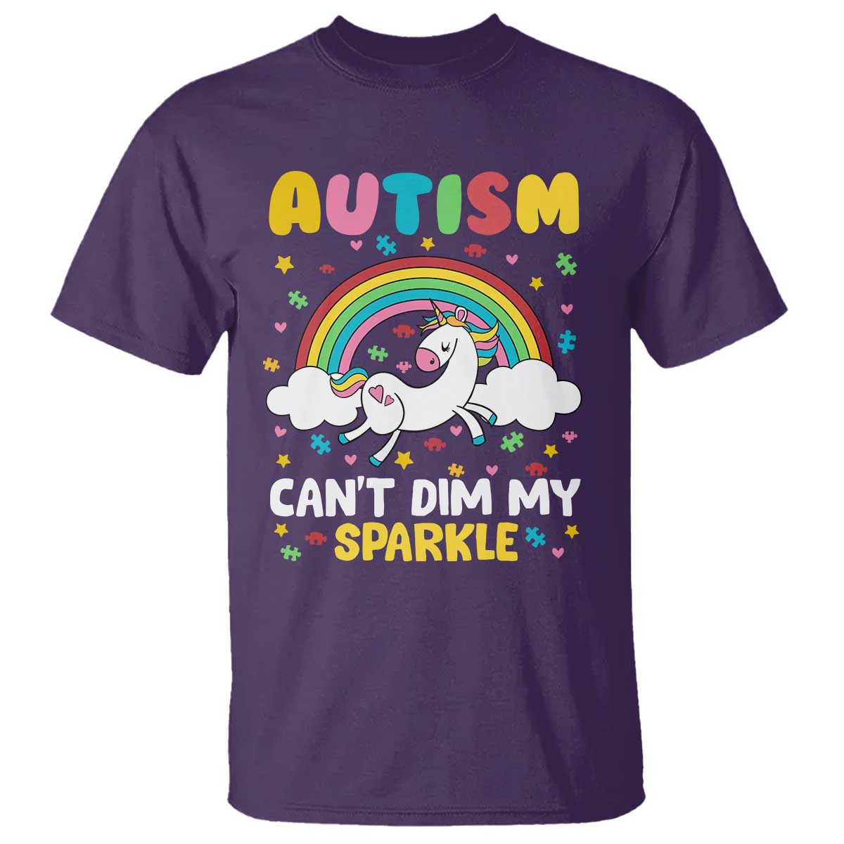 Funny Autism Can't Dim My Sparkle T Shirt Autism Support Unicorn Rainbow