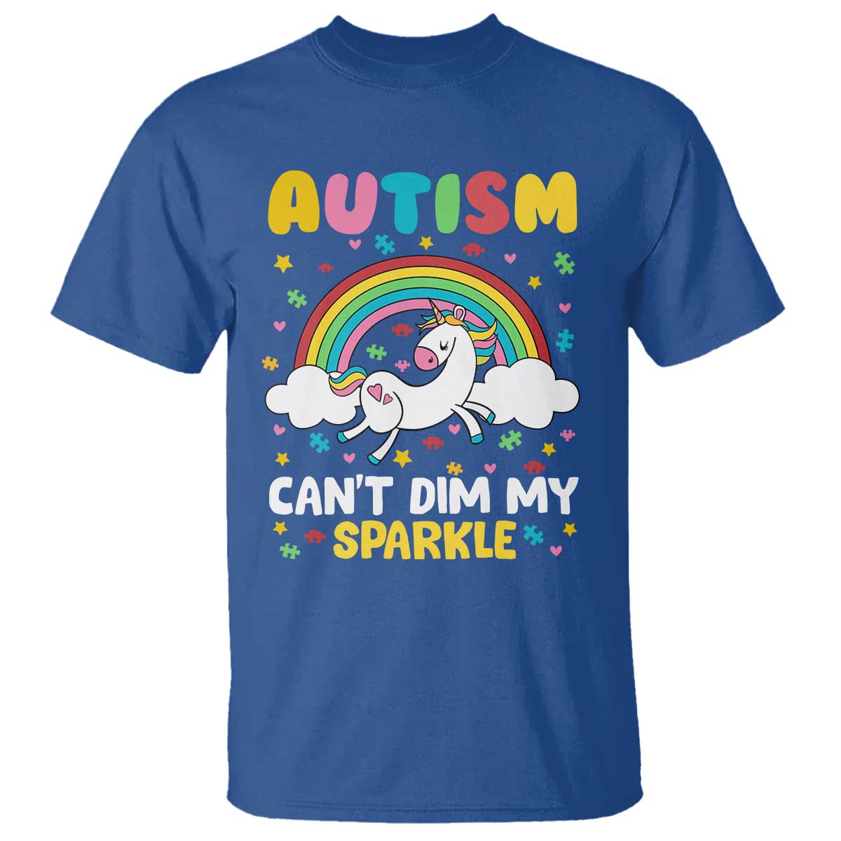 Funny Autism Can't Dim My Sparkle T Shirt Autism Support Unicorn Rainbow
