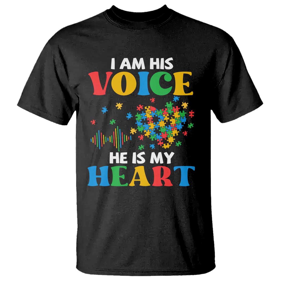 I Am His Voice He Is My Heart T Shirt Autism Support Puzzle Piece