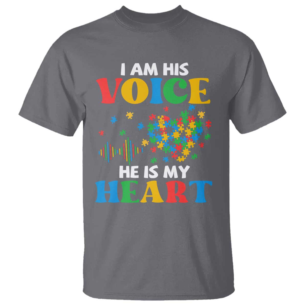 I Am His Voice He Is My Heart T Shirt Autism Support Puzzle Piece