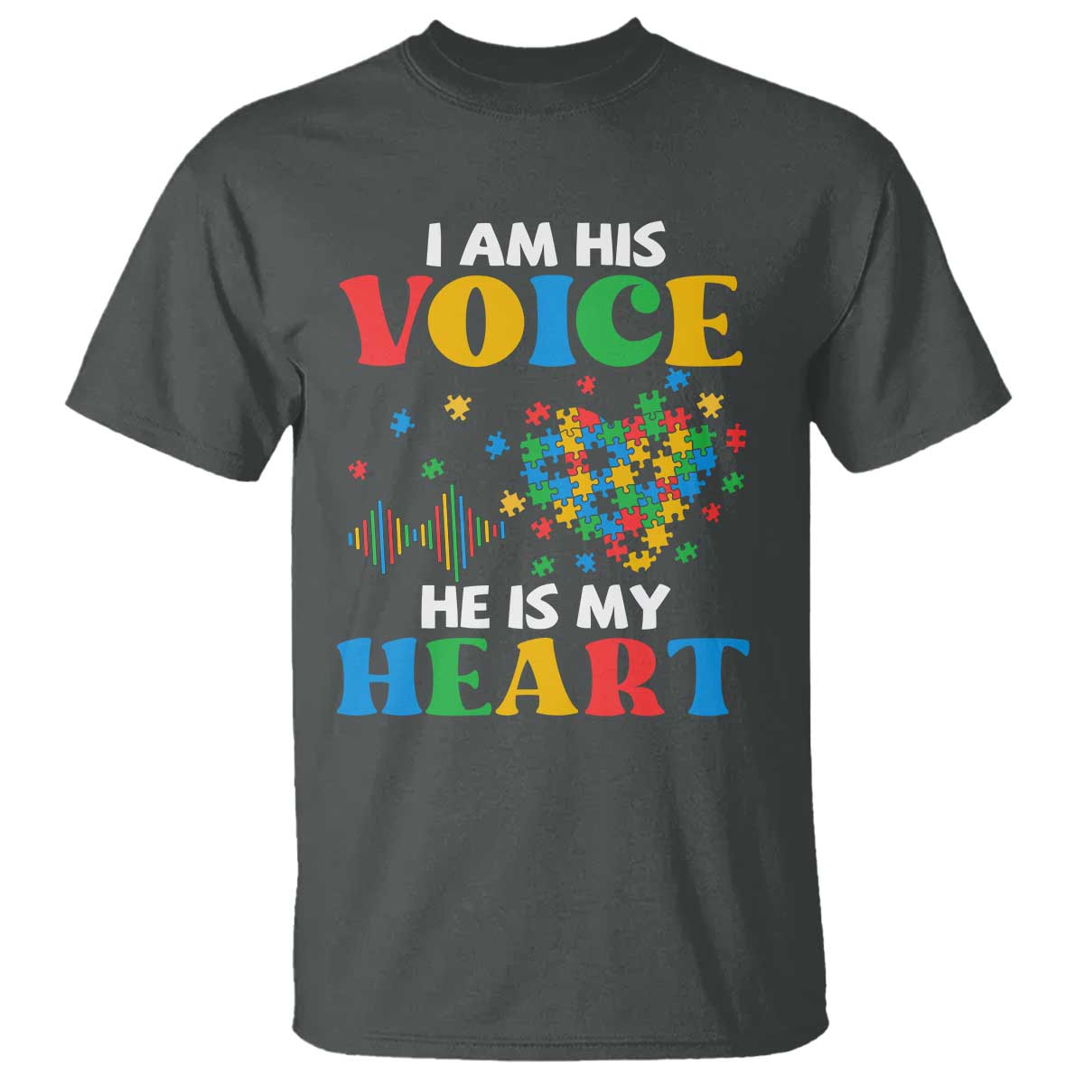 I Am His Voice He Is My Heart T Shirt Autism Support Puzzle Piece