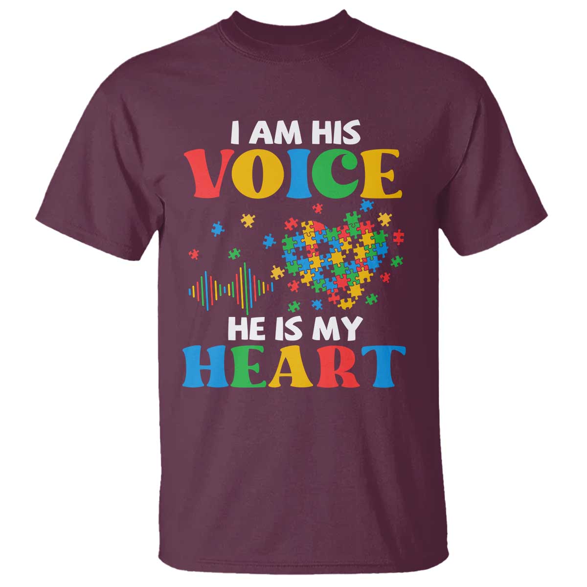 I Am His Voice He Is My Heart T Shirt Autism Support Puzzle Piece