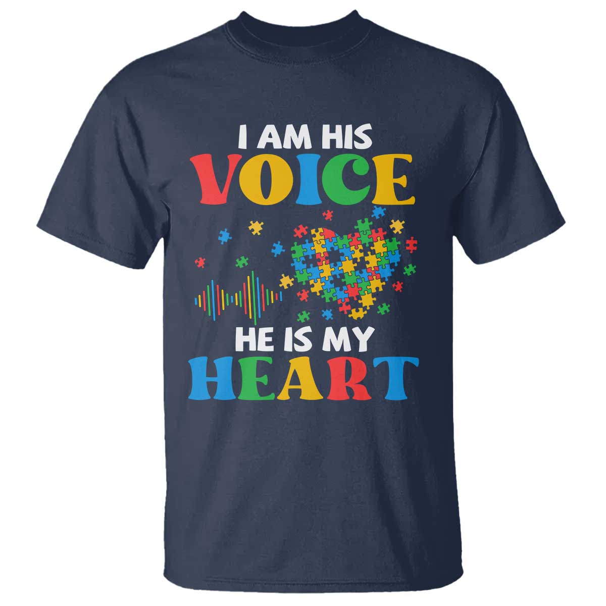 I Am His Voice He Is My Heart T Shirt Autism Support Puzzle Piece