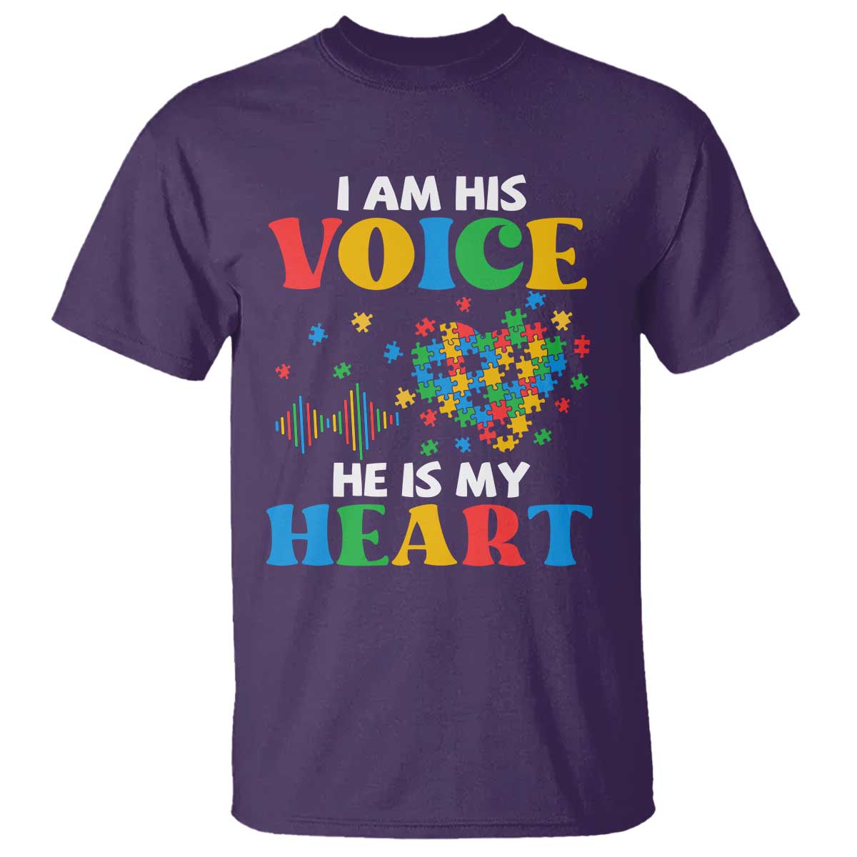 I Am His Voice He Is My Heart T Shirt Autism Support Puzzle Piece