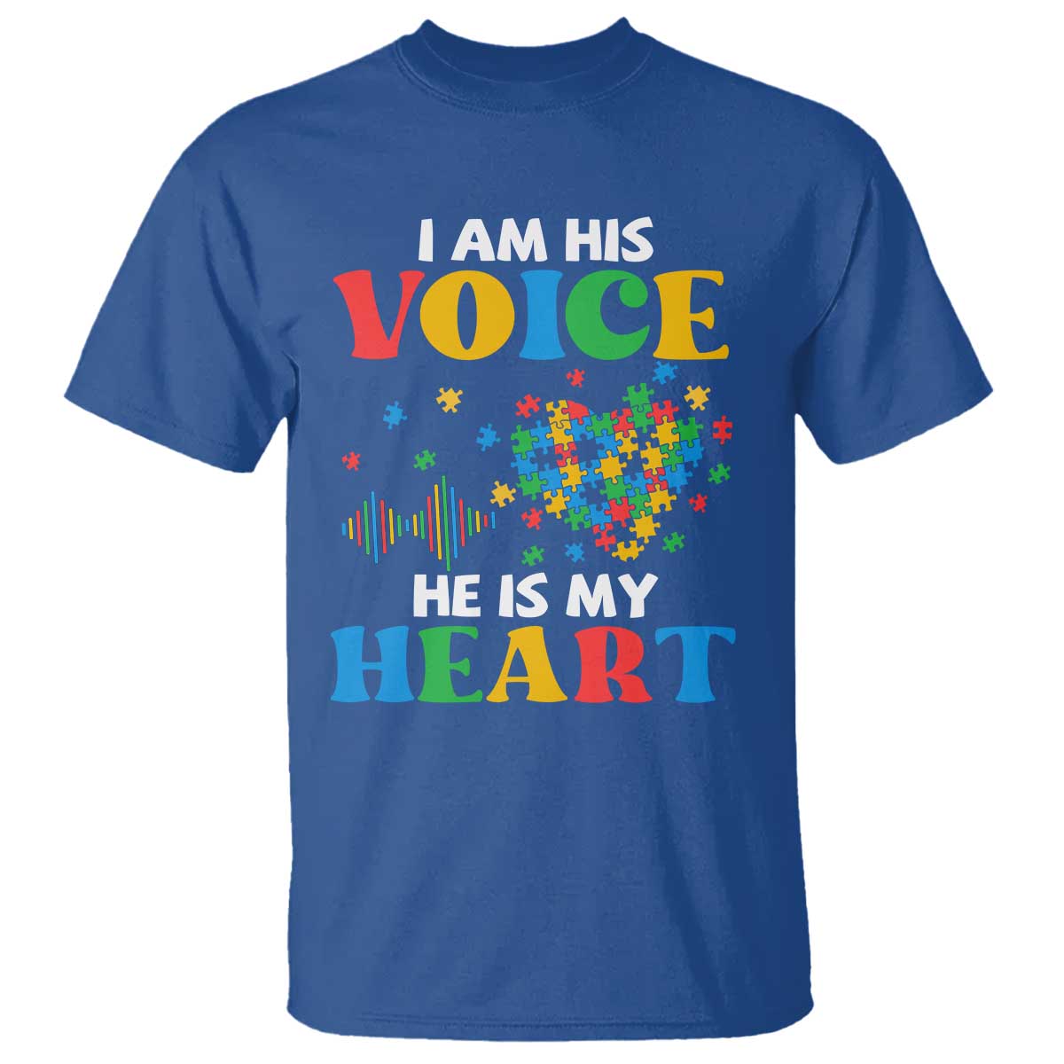 I Am His Voice He Is My Heart T Shirt Autism Support Puzzle Piece