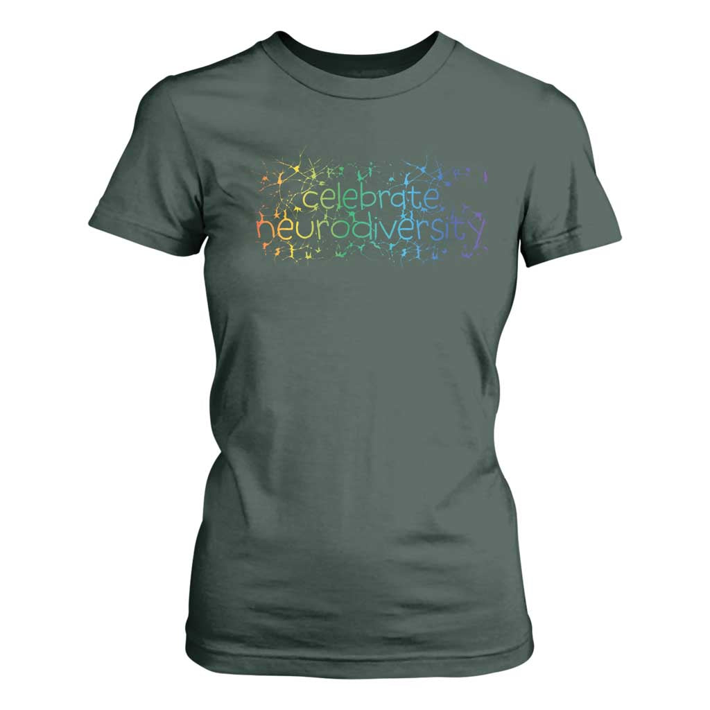 Celebrate Neurodiversity T Shirt For Women Autism Support ASD ADHD Mental Health