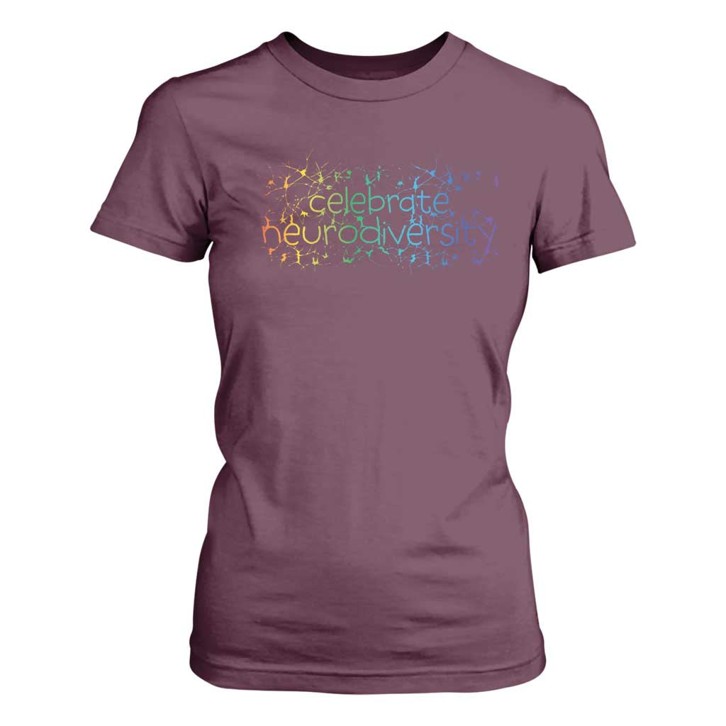 Celebrate Neurodiversity T Shirt For Women Autism Support ASD ADHD Mental Health