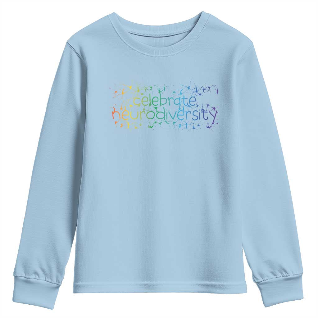 Celebrate Neurodiversity Youth Sweatshirt Autism Support ASD ADHD Mental Health