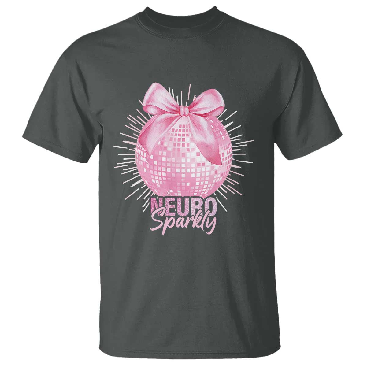 neurodivergent-neuro-sparkly-t-shirt-autism-spectrum-adhd-pink-bow-disco-ball