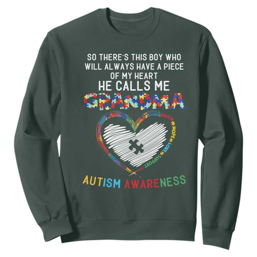 Autism Support Grandma Sweatshirt Heartfelt He Calls Me Grandma Quote